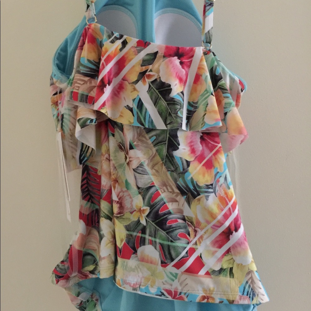 Women's Vintage Tropical Ruffle Tankini Swimsuit - Picture 7 of 8